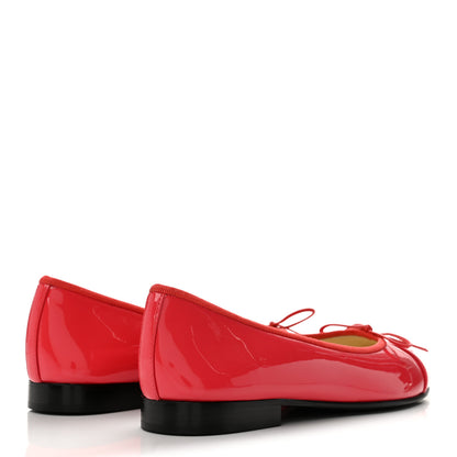 Chanel Patent Calfskin CC Cap Toe Ballerina Flats 36 Coral 5 of 10