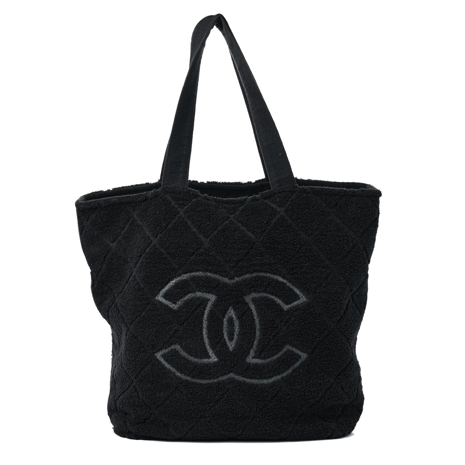 Chanel Terry Cotton CC Beach Tote Towel Set Black 4 of 12