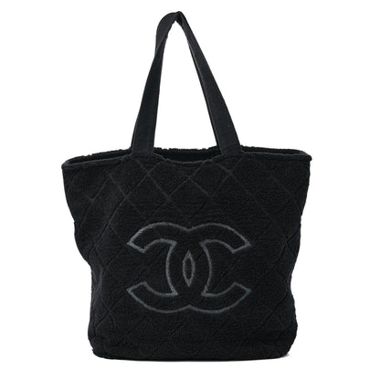 Chanel Terry Cotton CC Beach Tote Towel Set Black 4 of 12