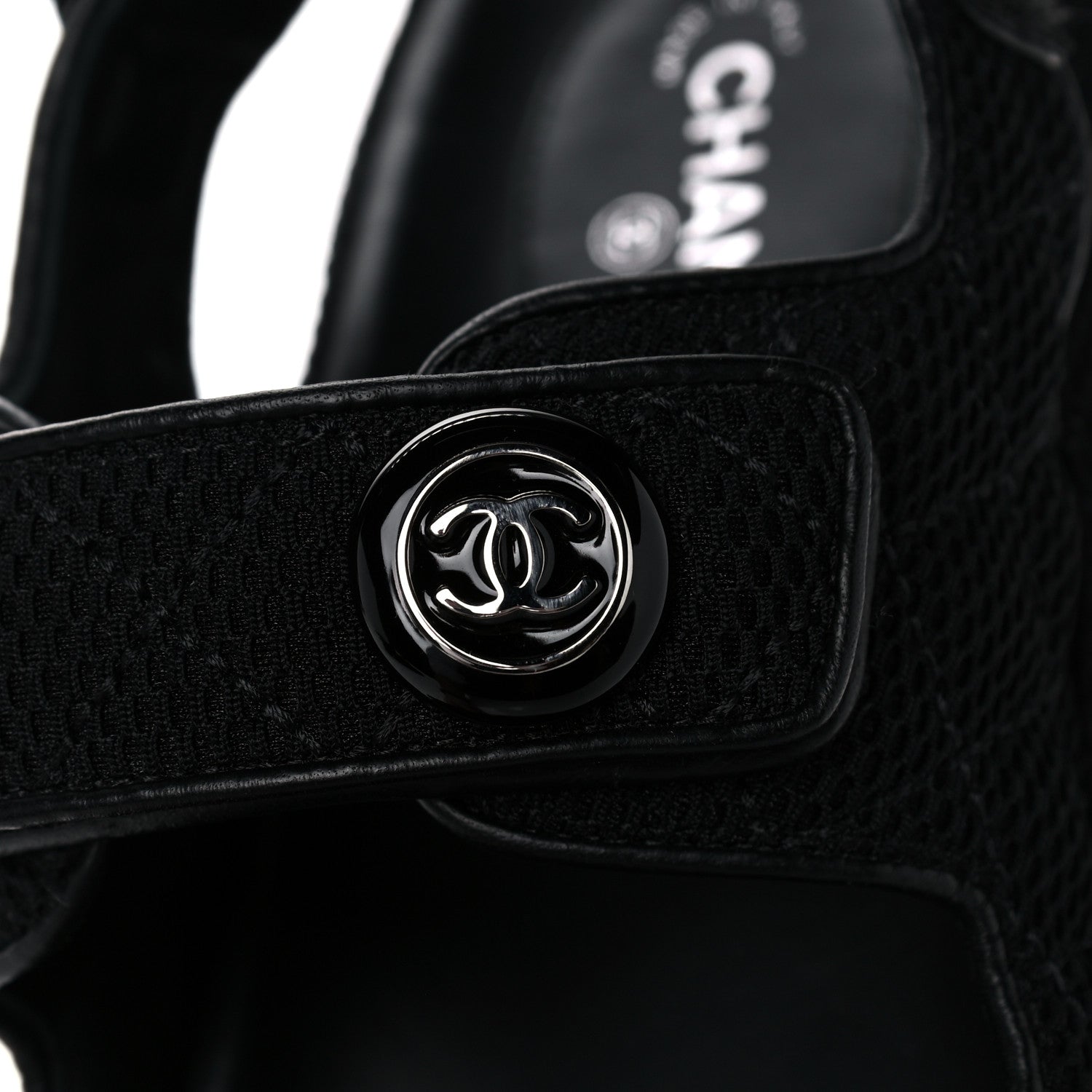 Chanel Fabric Velcro Dad Sandals 38 Black 11 of 13