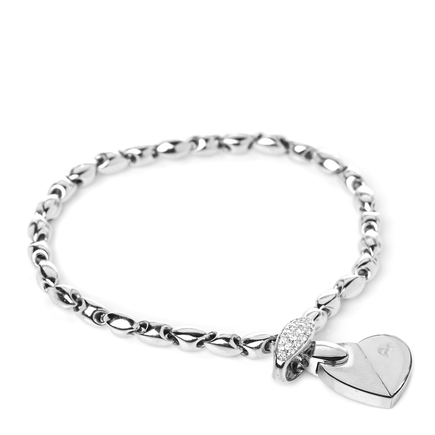 Piaget 18K White Gold Diamond Dole Heart Bracelet 1 of 5