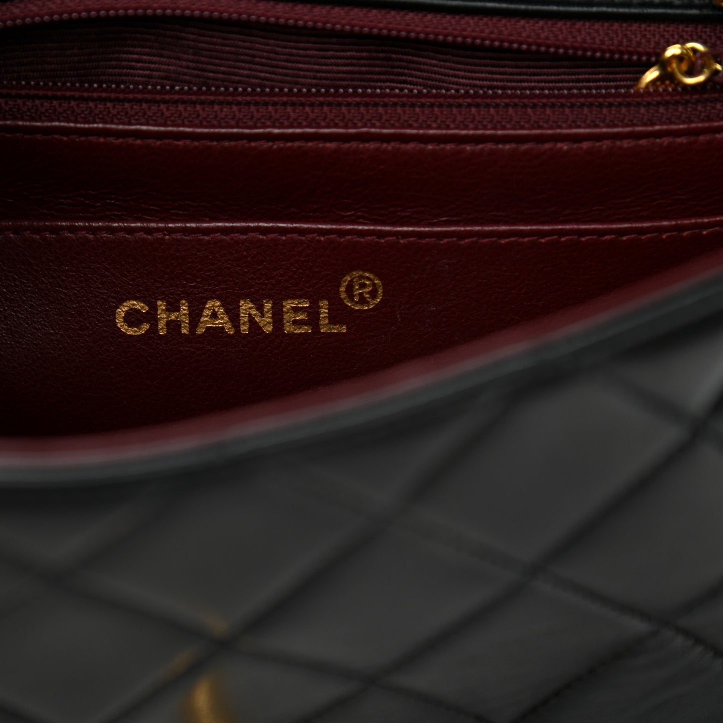 Lambskin Quilted Small Single Flap Black