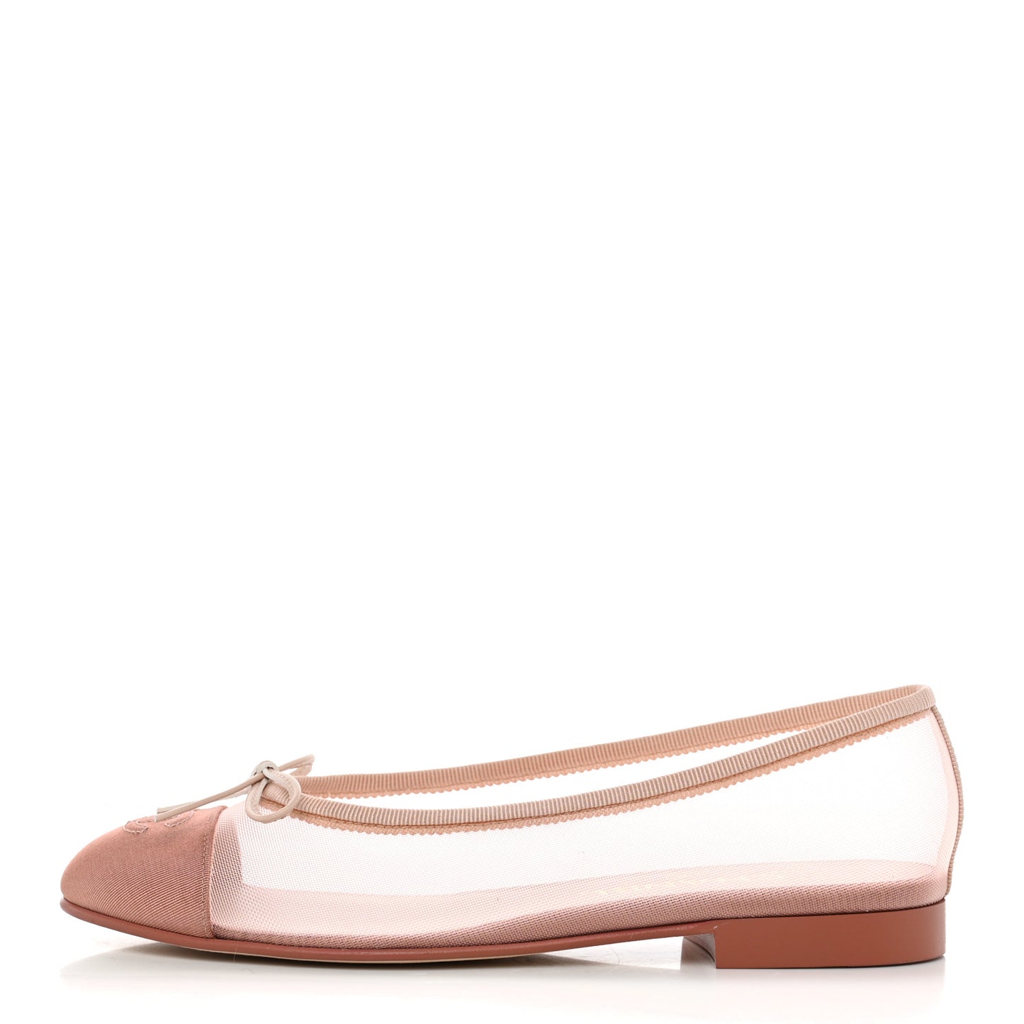 Mesh Grosgrain CC Cap Toe Ballerina Flats 37 Light Pink Dark Pink