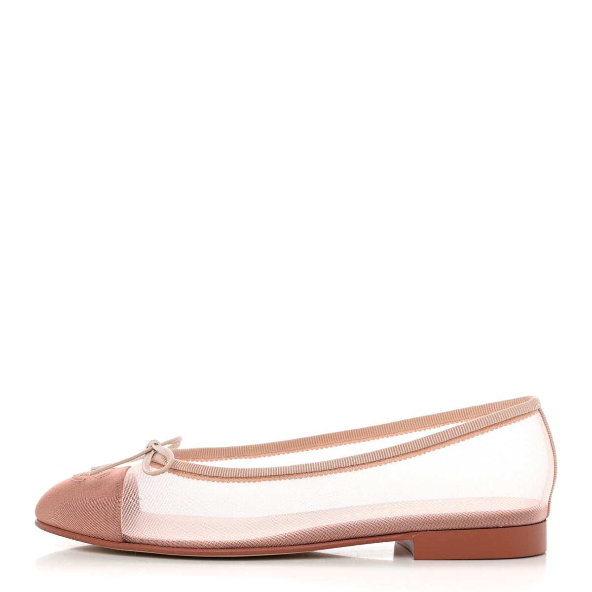 Chanel Mesh Grosgrain CC Cap Toe Ballerina Flats 37 Light Pink Dark Pink 1 of 12