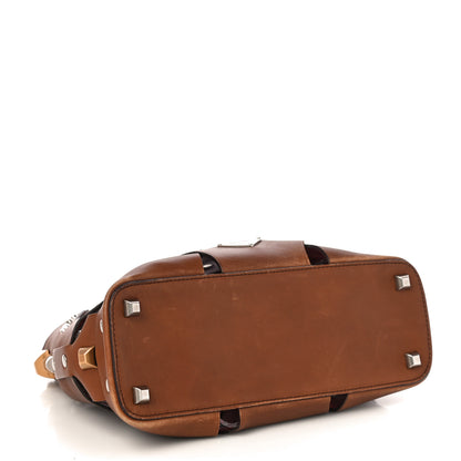Prada Woven Studded Lattice Shoulder Bag Brown 4 of 9