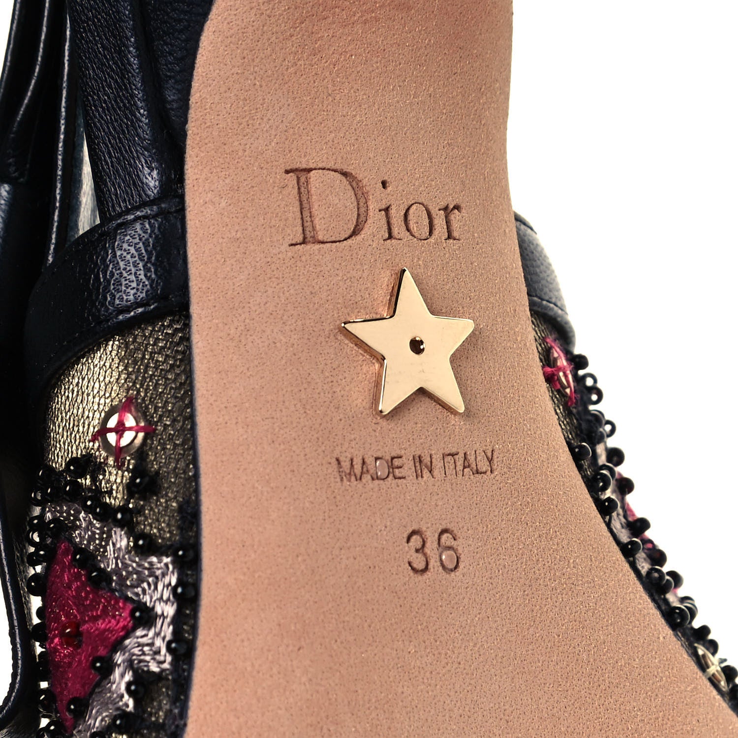 Christian Dior Embroidered Calfskin Beaded Sweet D Sling-Back Pumps 36 Multicolor 6 of 8