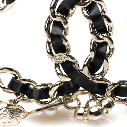 Chanel Lambskin Crystal Chain CC Charms Brooch Black Gold 3 of 4
