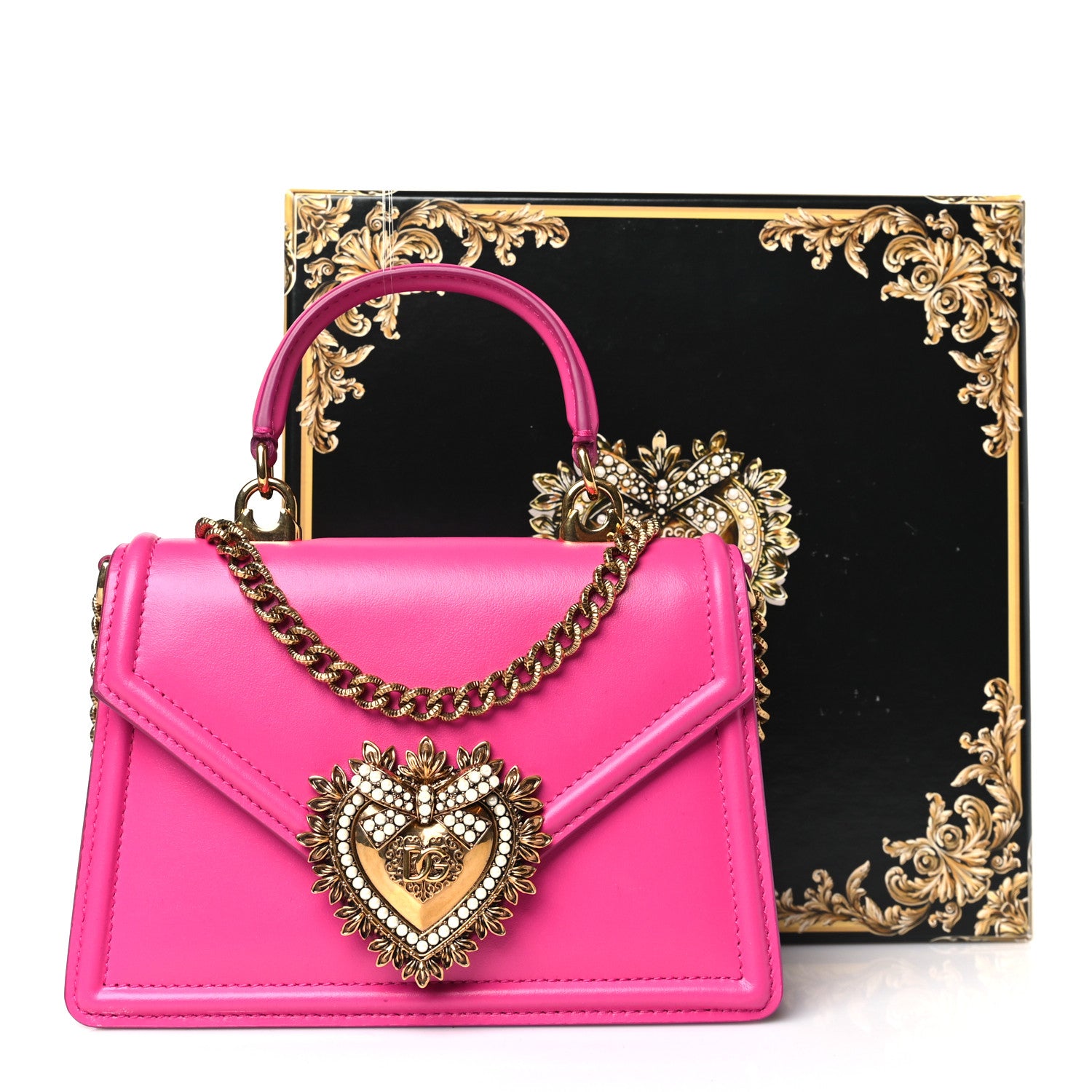 Dolce & Gabbana Smooth Calfskin Small Devotion Envelope Top Handle Bag Pink 9 of 9