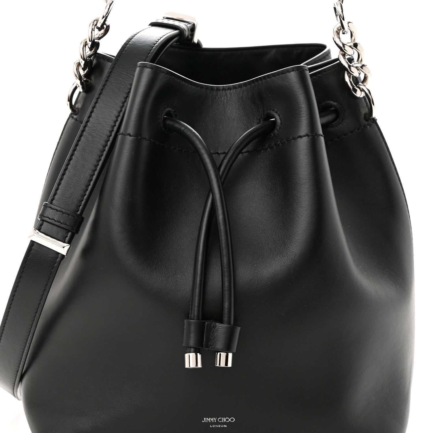 Jimmy Choo Smooth Shiny Calfskin Bon Bon Bucket Bag Black 7 of 9
