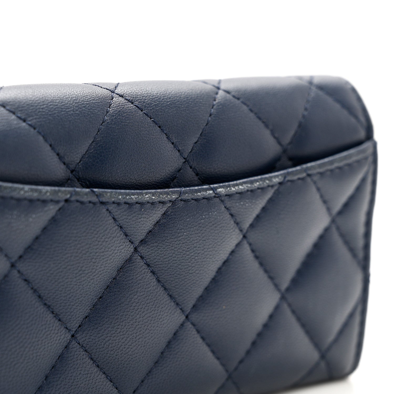 Chanel Lambskin Quilted Flap Card Holder Wallet Navy 9 of 10