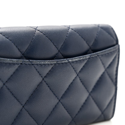 Chanel Lambskin Quilted Flap Card Holder Wallet Navy 9 of 10