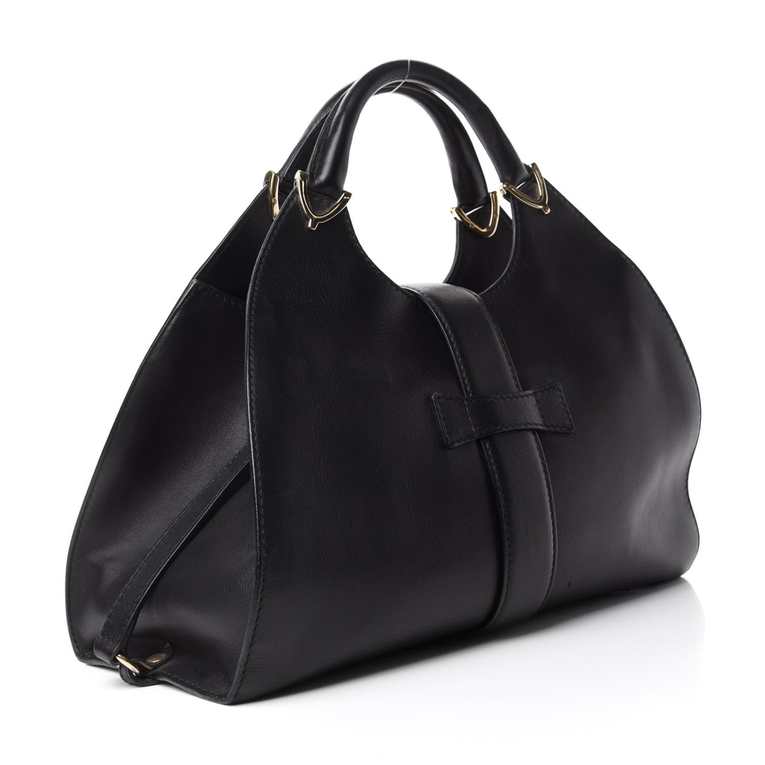 Gucci Calfskin Medium Stirrup Top Handle Bag Black 3 of 13
