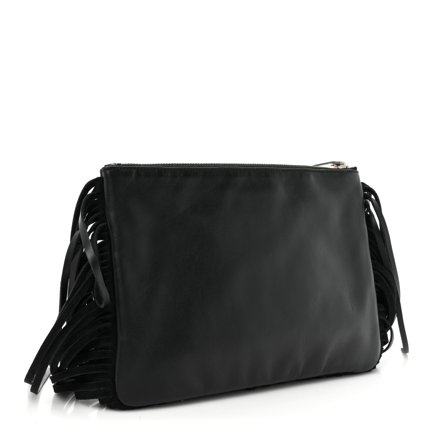 Calfskin Monogram Fringe Pouch Black