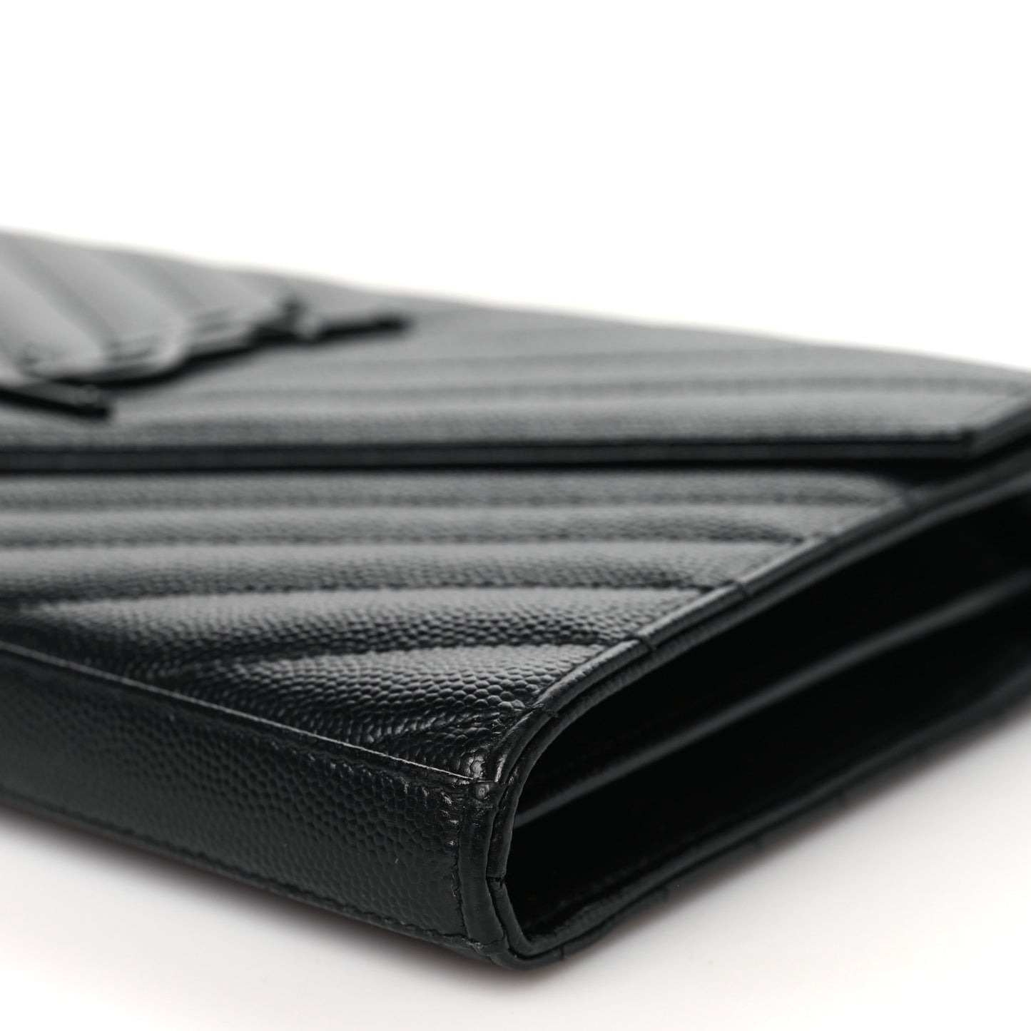 Grain De Poudre Matelasse Chevron Monogram Monochrome Chain Wallet Black