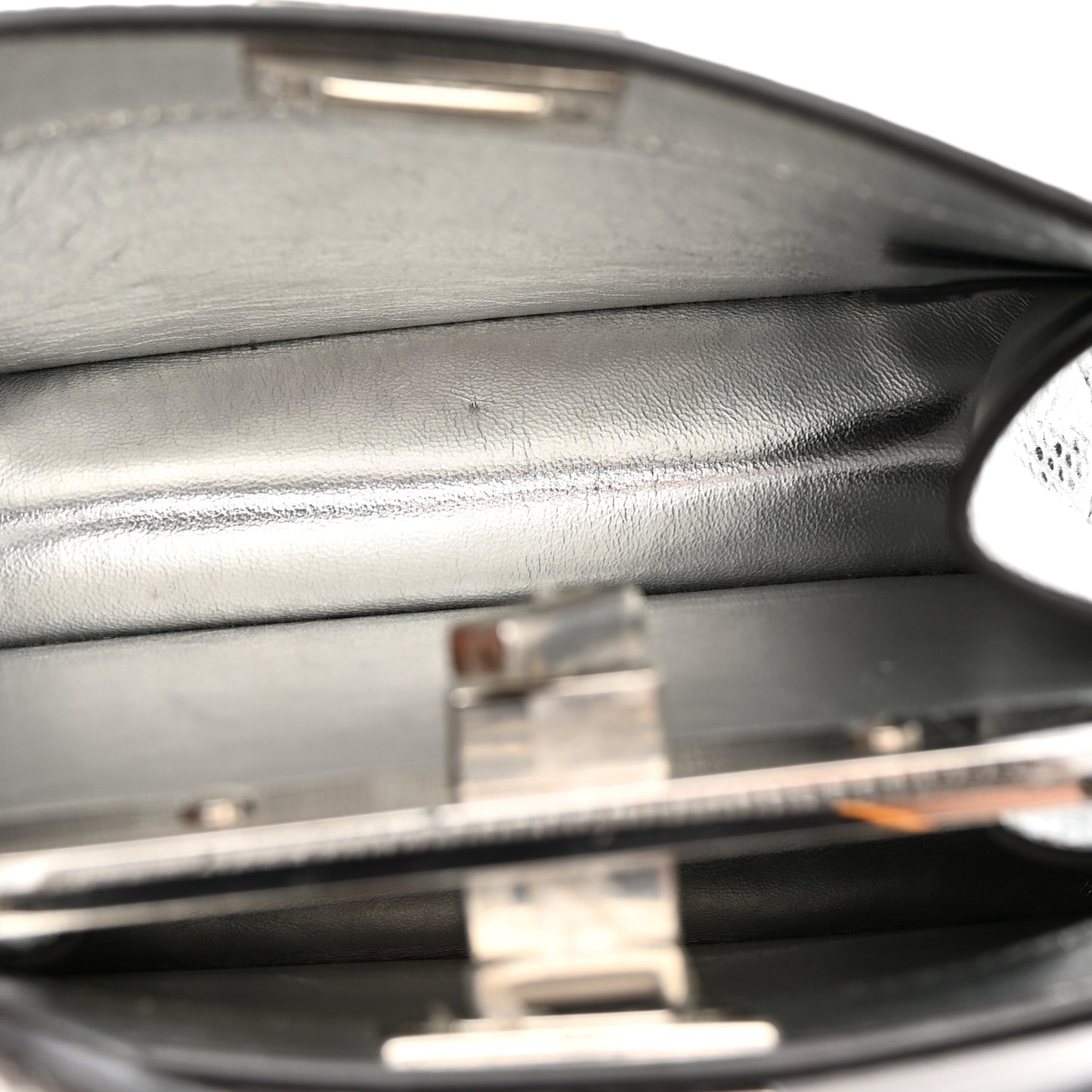 Metallic Karung Petite Peekaboo I SEE U Satchel Argento