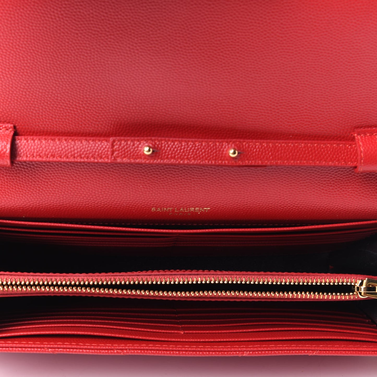Grain De Poudre Matelasse Chevron Monogram Chain Wallet Red