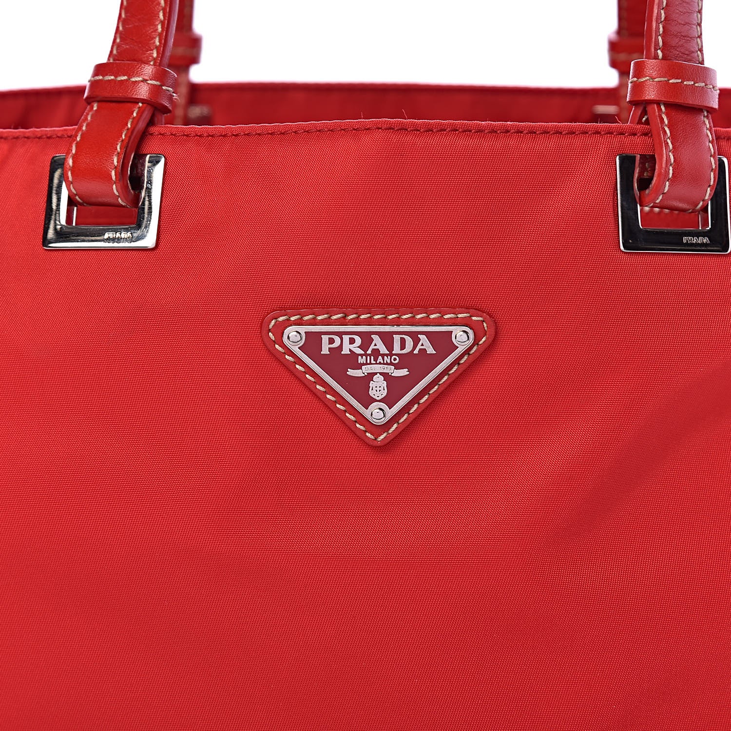 Prada Tessuto Nylon Mini Shopping Tote Rosso 10 of 13