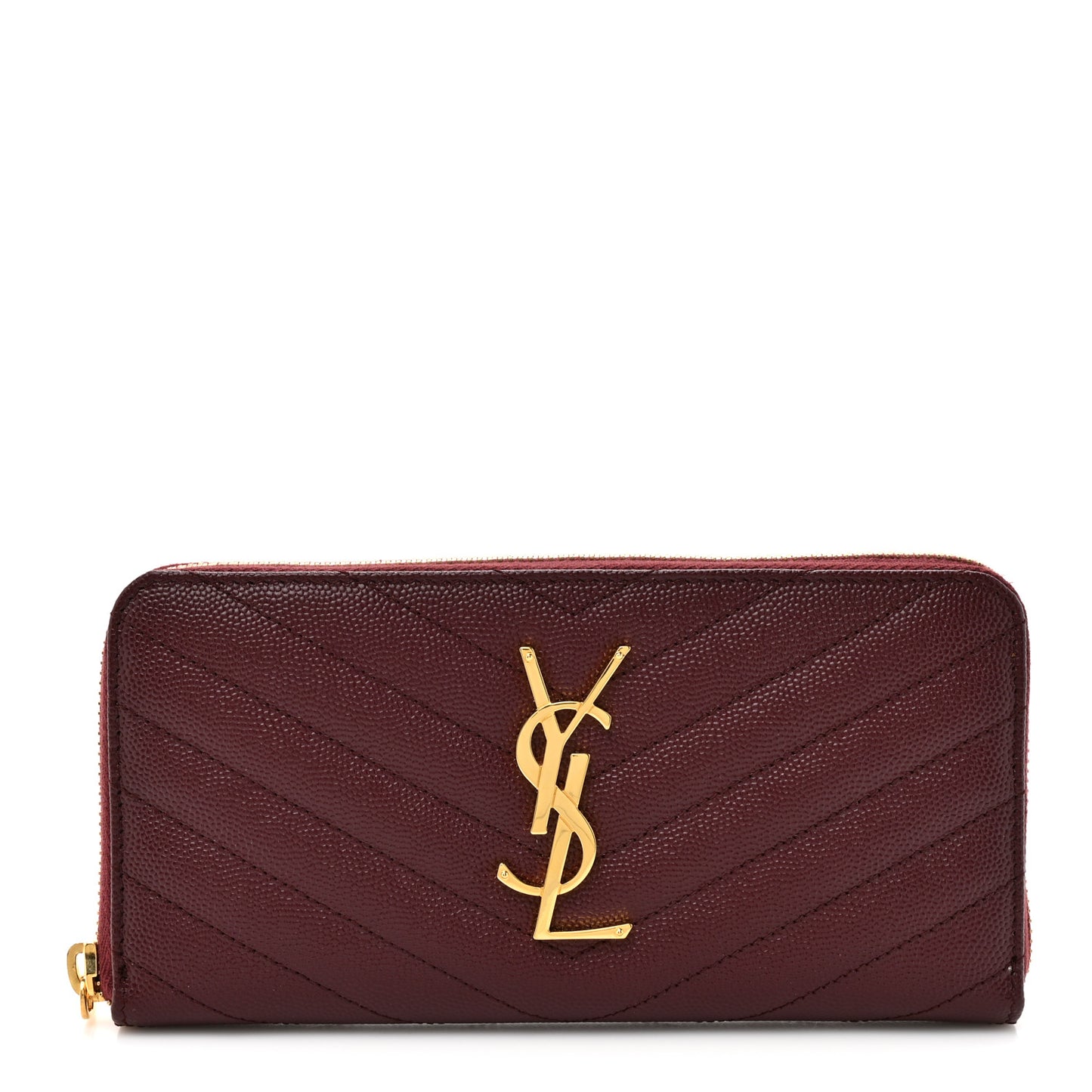 Grain De Poudre Matelasse Chevron Monogram Zip Around Wallet Rouge Legion