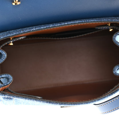 Versace Denim Small La Medusa Chain Top Handle Handbag Navy Blue 4 of 8