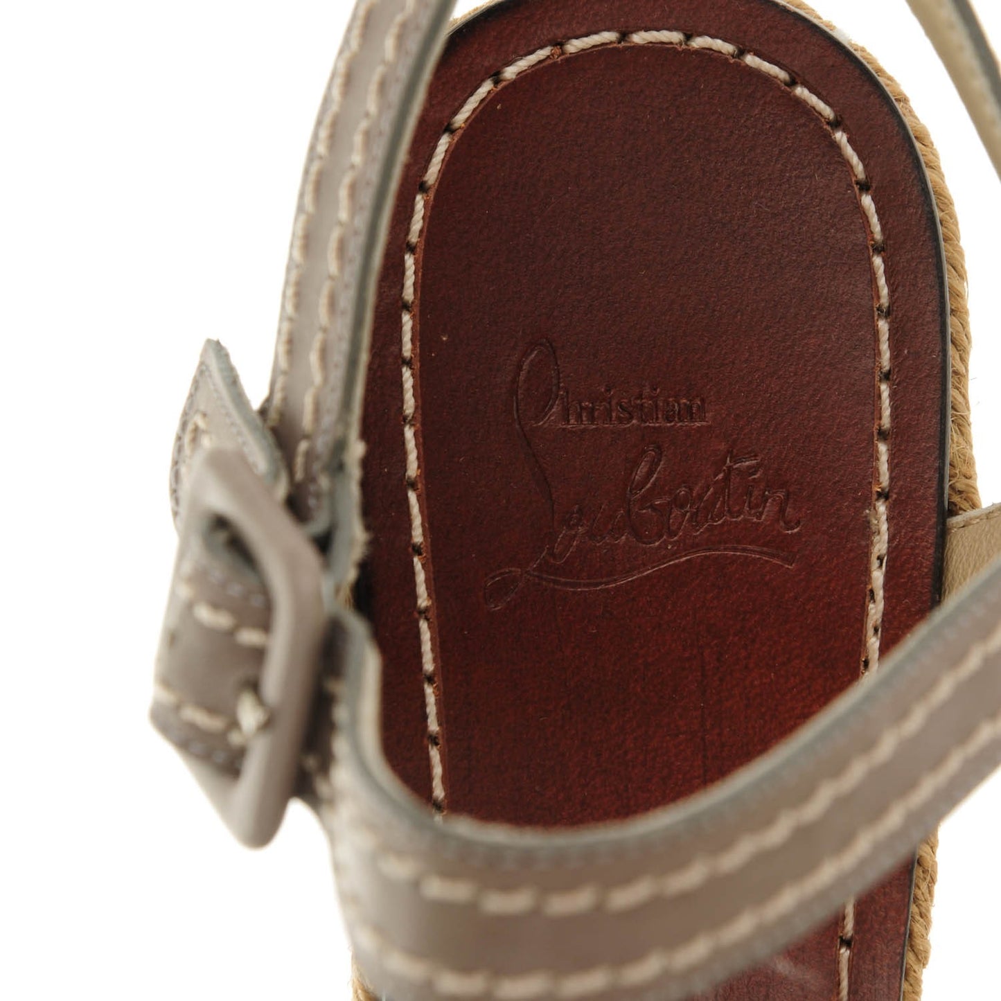 Calfskin Almeria 120 Wedge Sandals 36 Grey Natural
