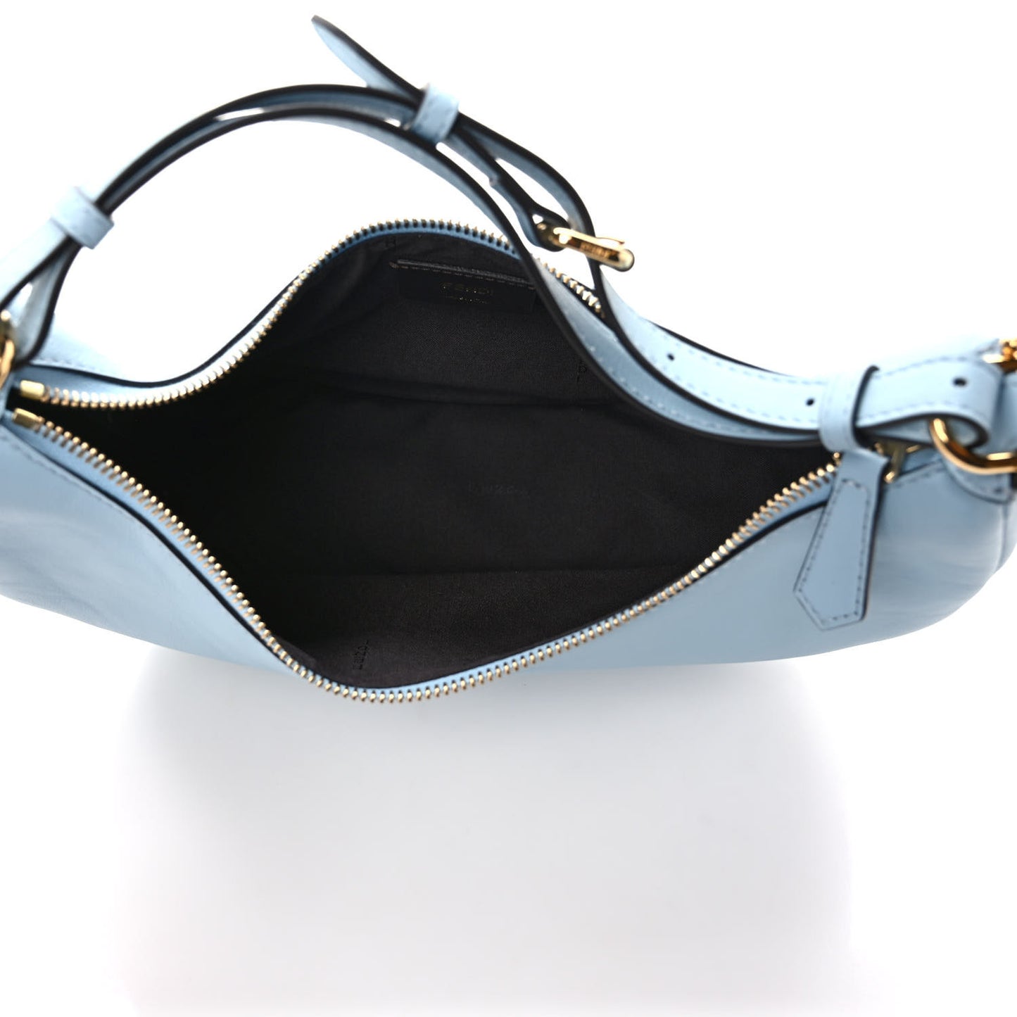 Vitello Grace Matte Small Fendigraphy Hobo Bag Azzurro Baby