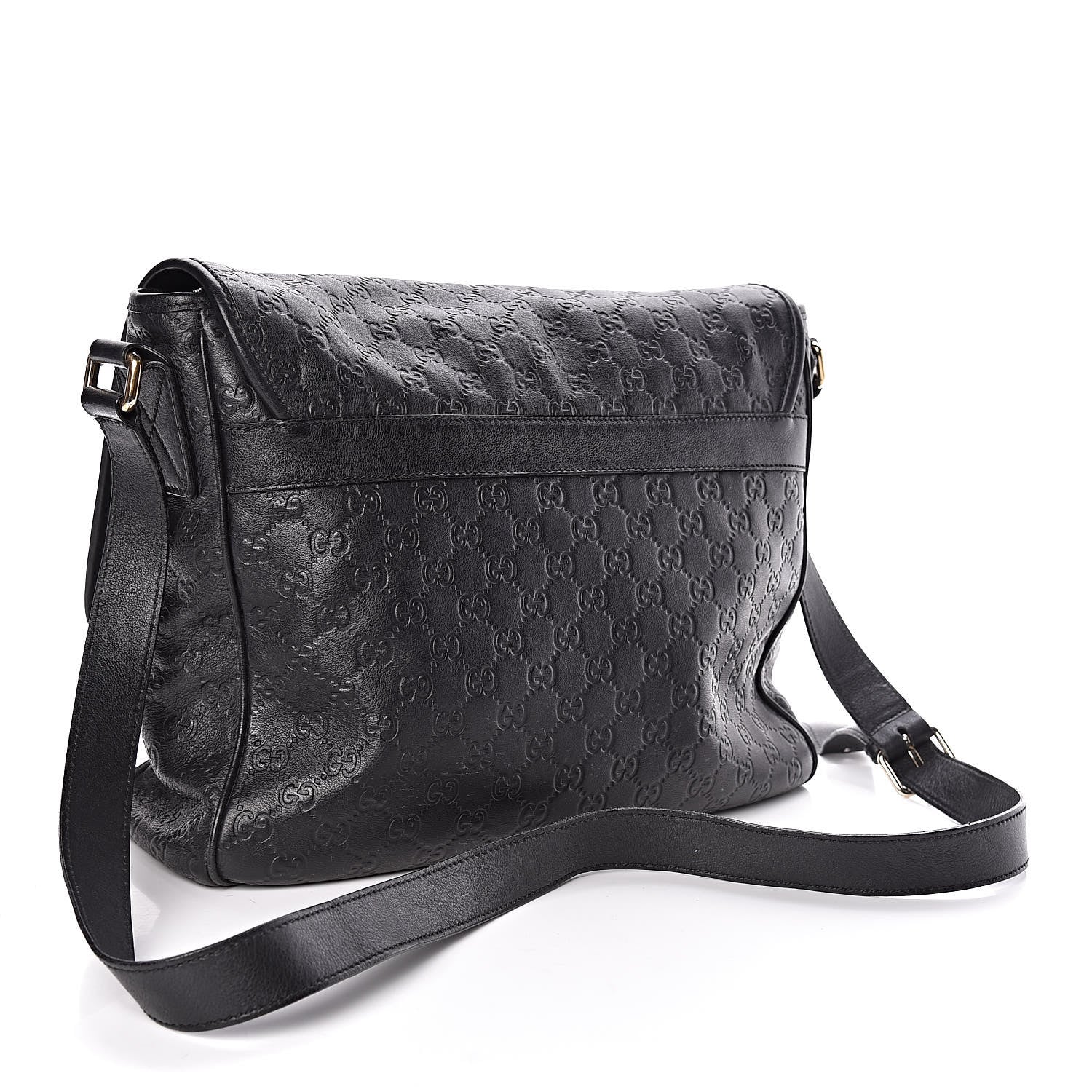 Gucci Guccissima Medium Flap Messenger Bag Black 3 of 12