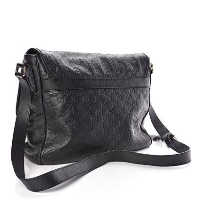 Gucci Guccissima Medium Flap Messenger Bag Black 3 of 12