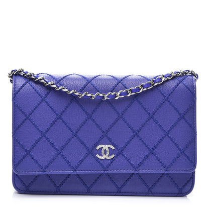 Chanel Calfskin Quilted Fancy CC Wallet On Chain WOC Blue 1 of 10