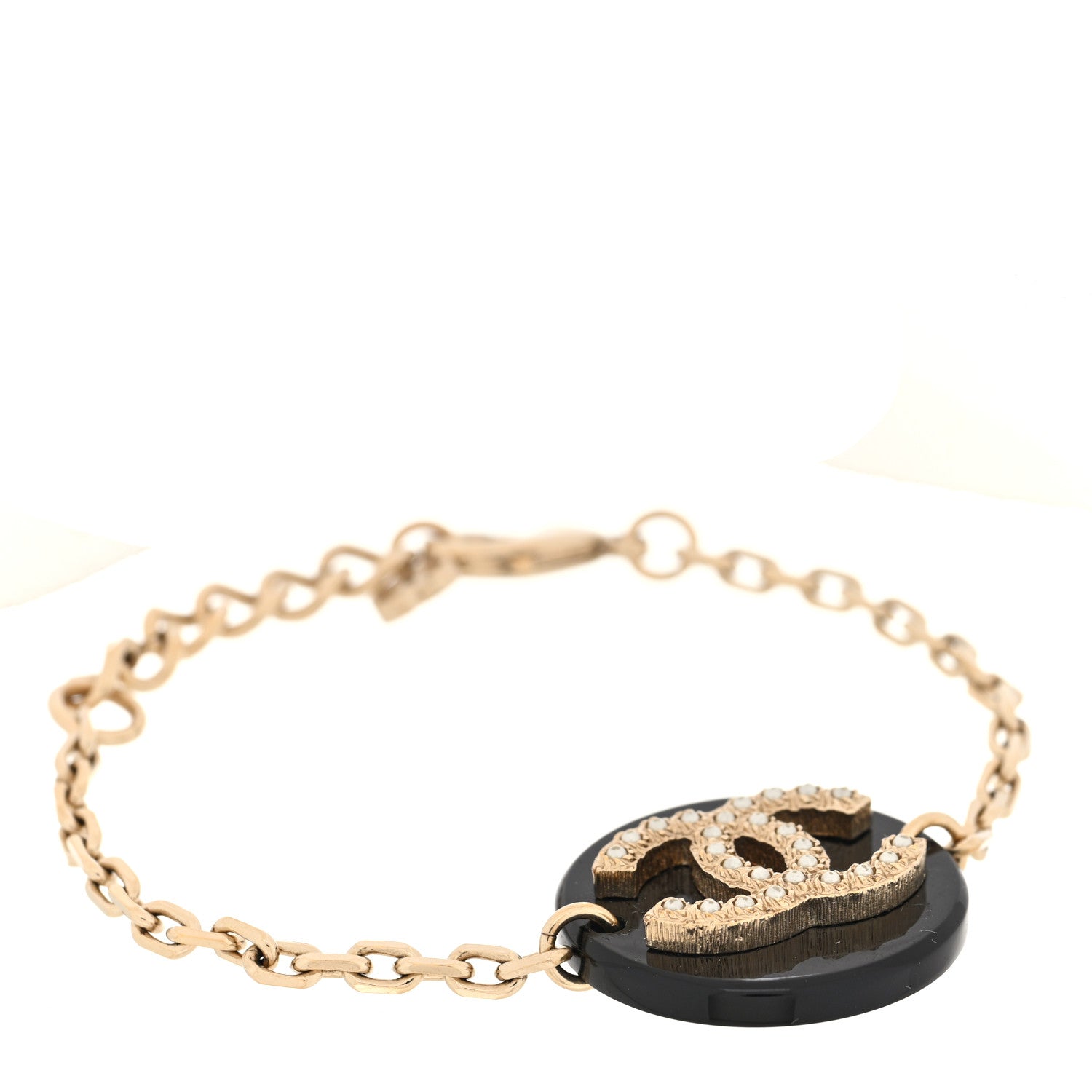 Chanel Enamel Pearl CC Bracelet Gold Black 1 of 4