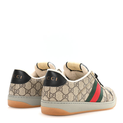 Gucci GG Supereme Monogram Miro Soft Calfskin Web Mens Screener Sneakers 9.5 Beige Ebony Black New Platinum 5 of 9