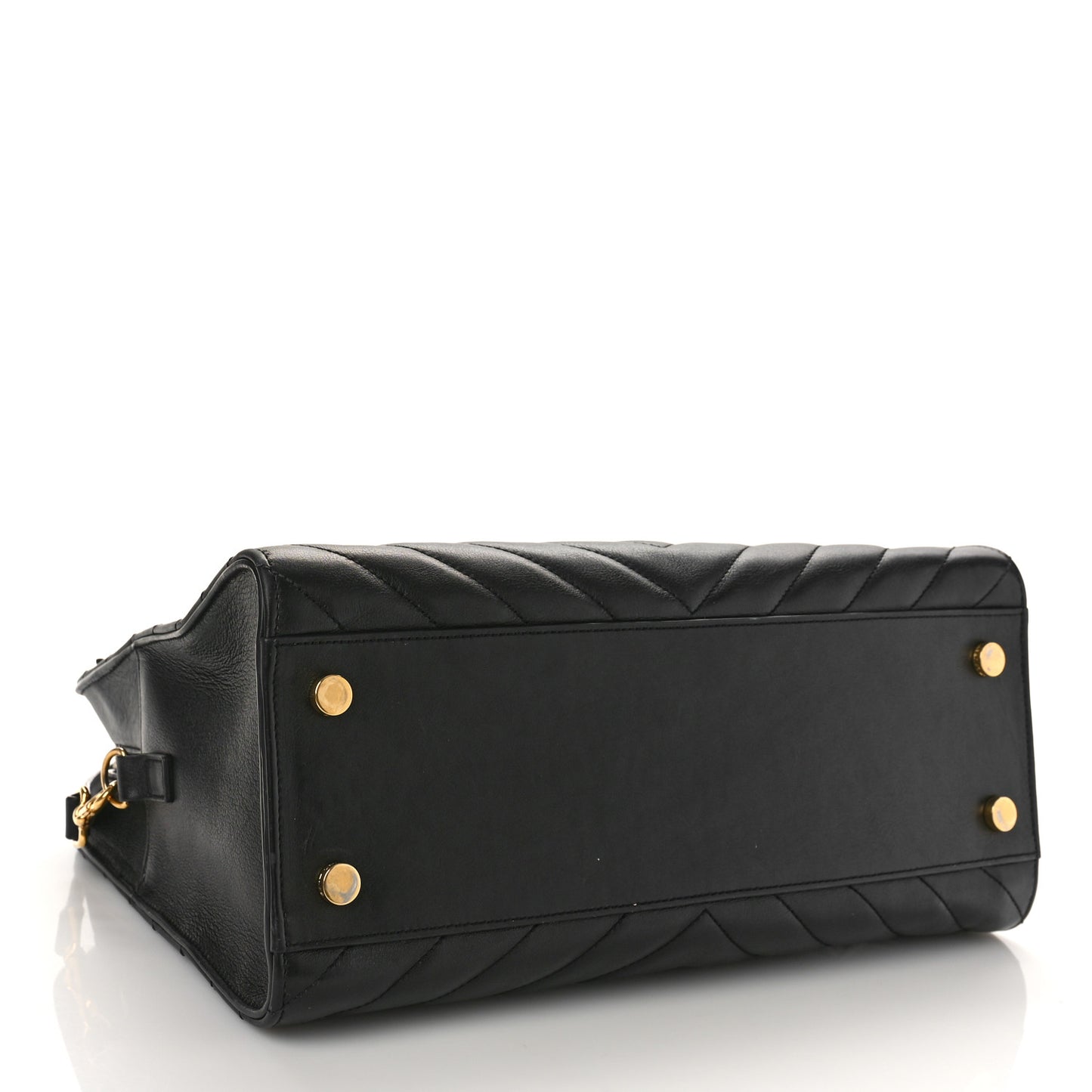 Calfskin Matelasse Chevron Small Monogram Cabas Black