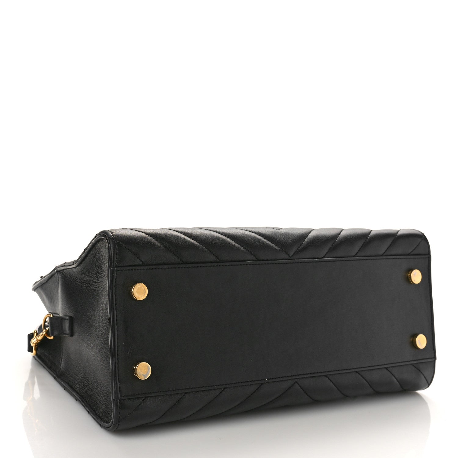 Saint Laurent Calfskin Matelasse Chevron Small Monogram Cabas Black 4 of 11