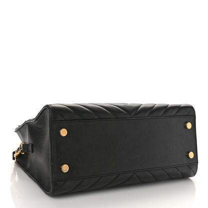 Saint Laurent Calfskin Matelasse Chevron Small Monogram Cabas Black 4 of 11
