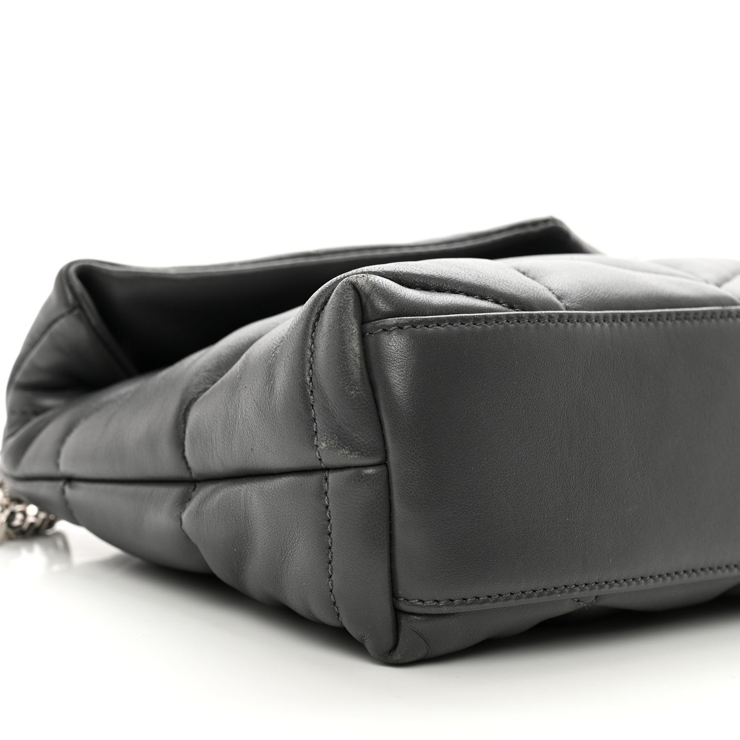 Saint Laurent Lambskin Quilted Toy Loulou Puffer Monogram Chain Satchel Storm 9 of 10