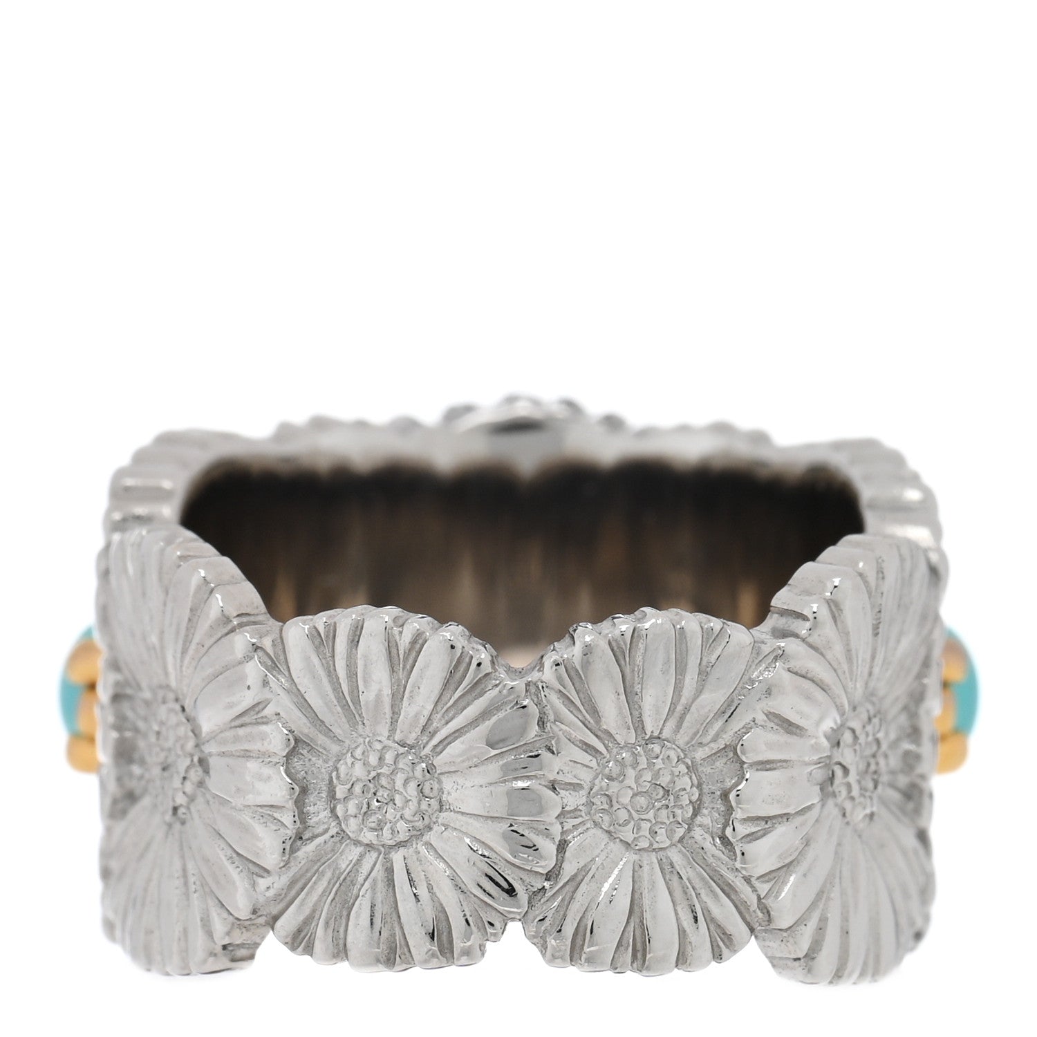 Buccellati Sterling Silver Gold Vermeil Blue Agate Blossoms Daisy Color Eternelle Ring 50 5.25 3 of 5