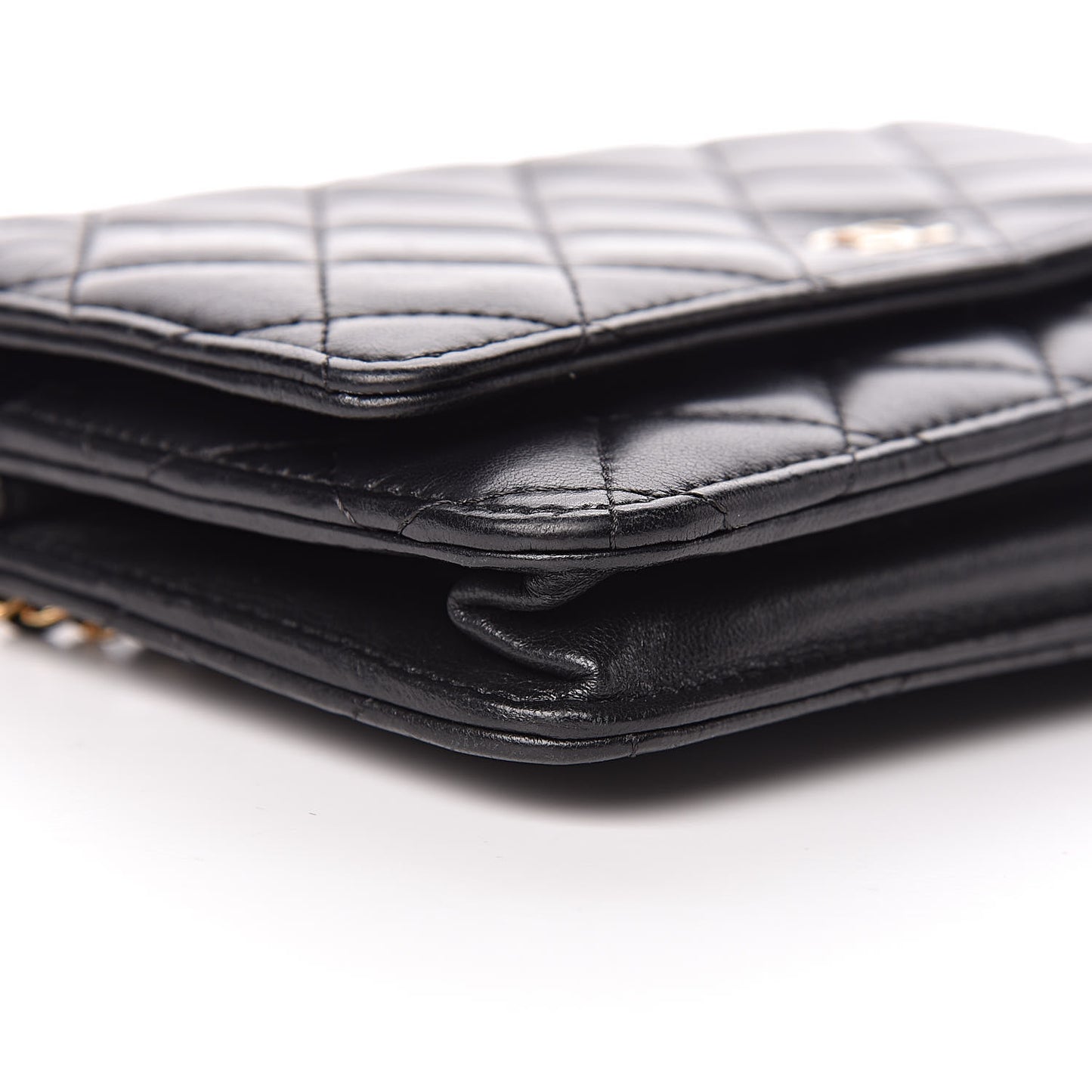 Lambskin Quilted Wallet On Chain WOC Black