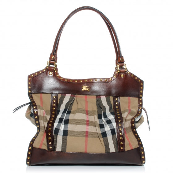 House Check Studded Large Greenham Tote Dark Tan