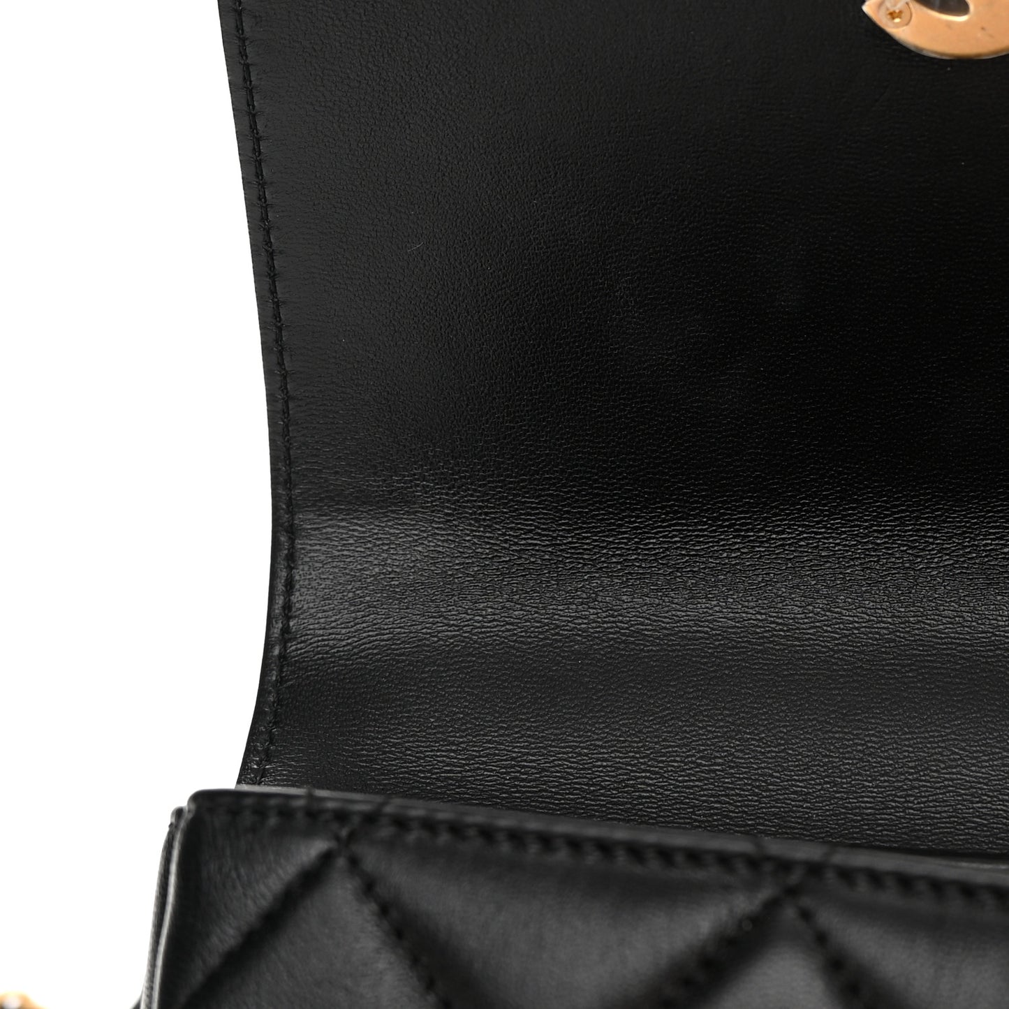 Lambskin Quilted Mini CC Crystal Logo Chain Flap Black