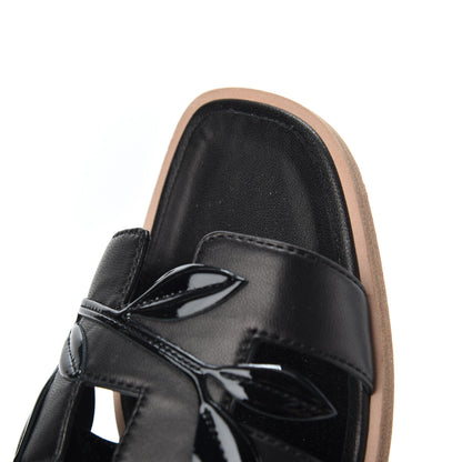 Hermes Nappa Patent Laurel Oran Sandals 35 Black 10 of 18