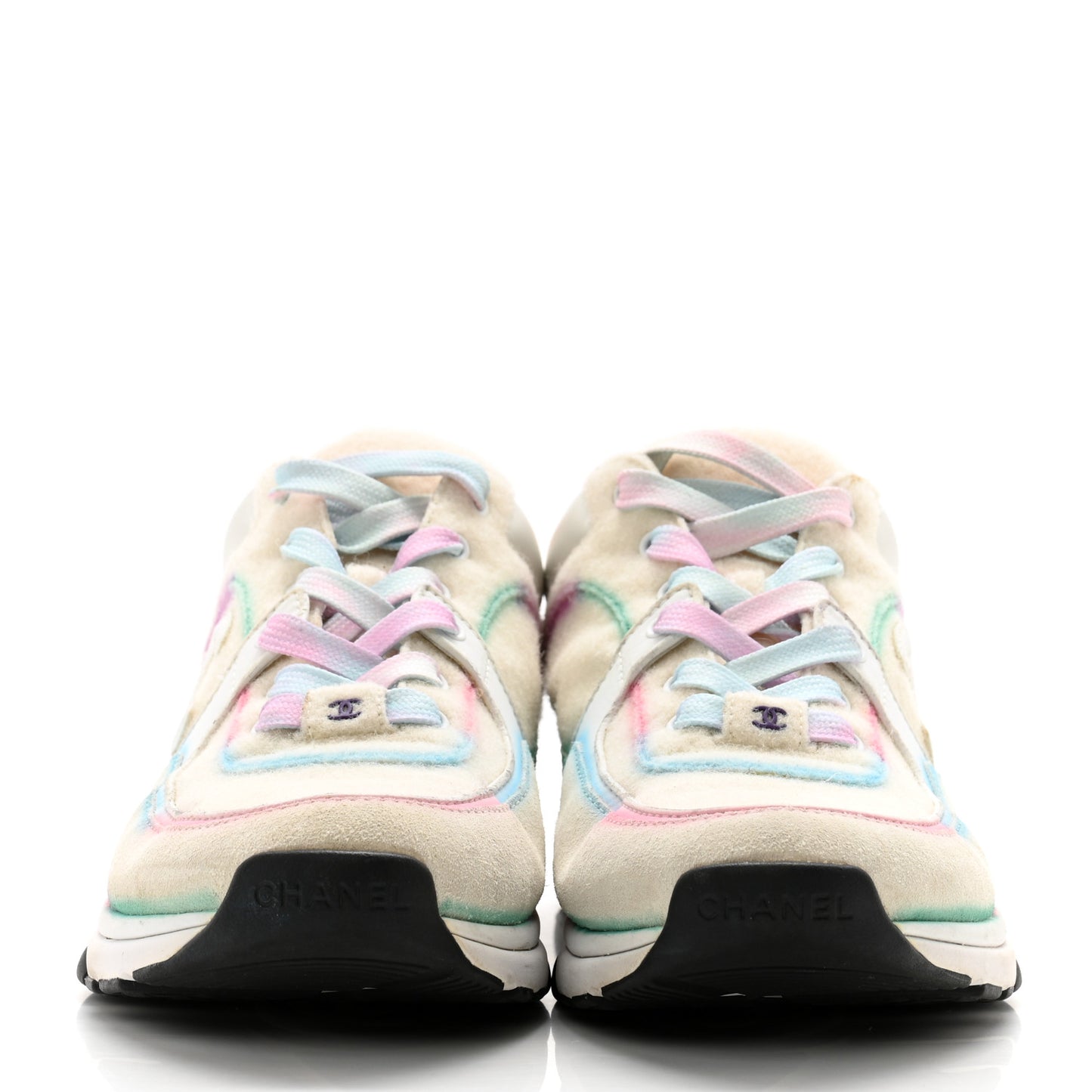 Wool Suede Calfskin CC Sneakers 40 Multicolor