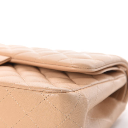 Chanel Caviar Quilted Jumbo Double Flap Light Beige 9 of 19