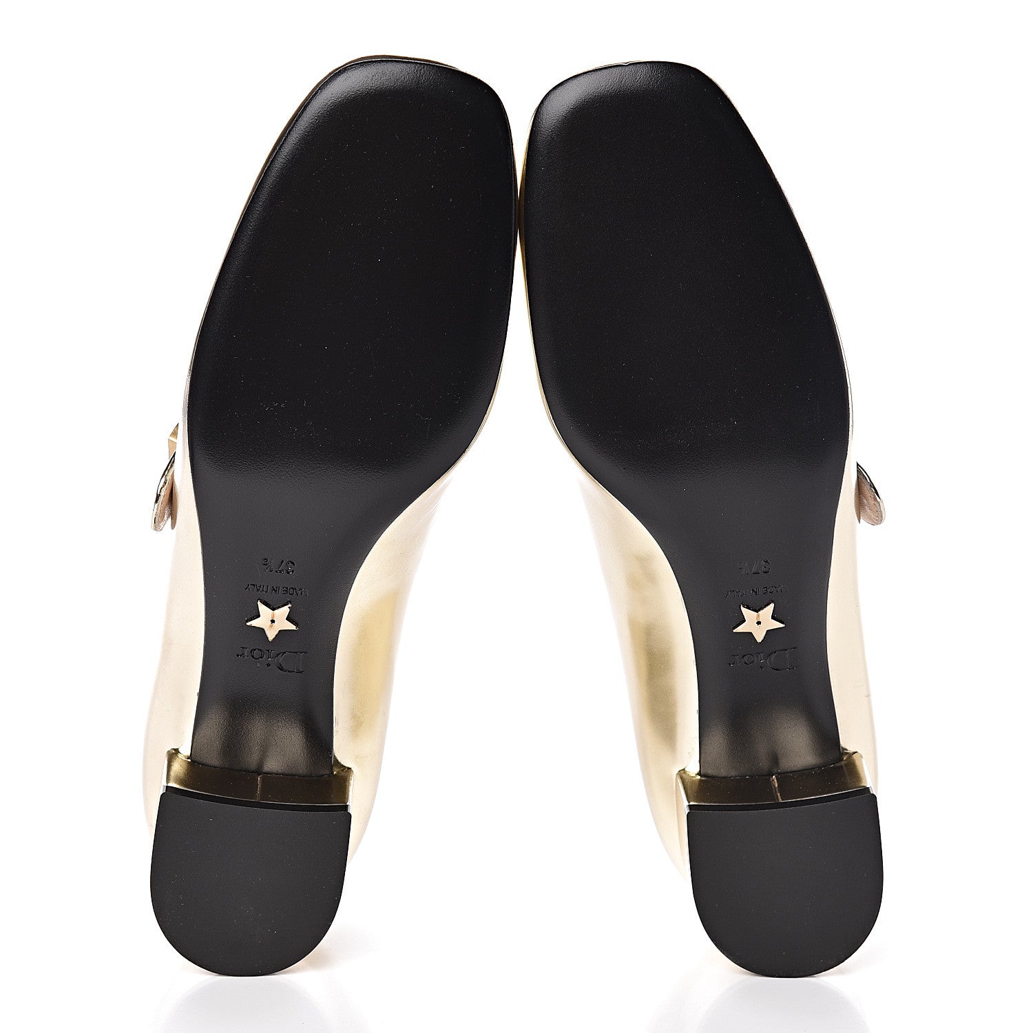 Christian Dior Mirror Finish Calfskin Baby-D Ballet Pumps 37.5 Stardust Gold 5 of 8