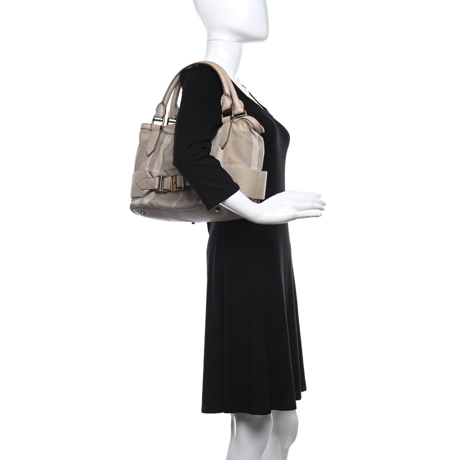 Burberry Canvas House Check Small Parsons Hobo Light Beige 2 of 8