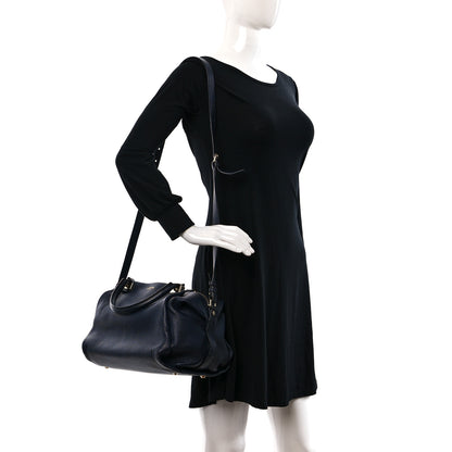 Lanvin Goatskin Trilogy Bowling Bag Navy 2 of 13