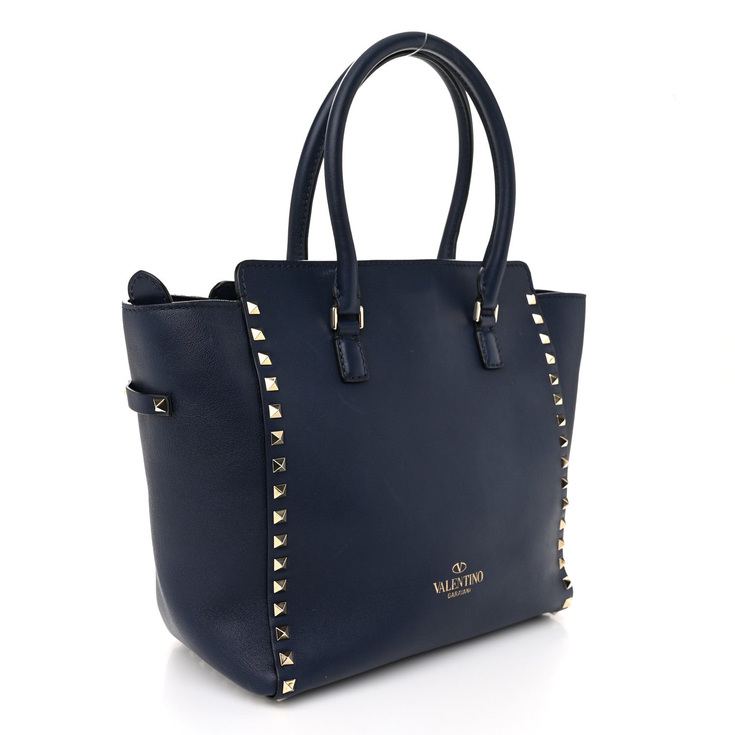 Valentino Garavani Vitello Rockstud Double Handle Tote Marine 3 of 13