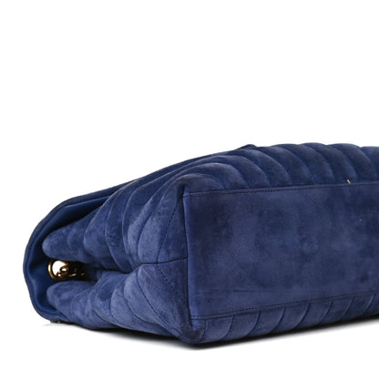 Saint Laurent Suede Y Quilted Monogram Medium Loulou Chain Satchel Blue 10 of 17