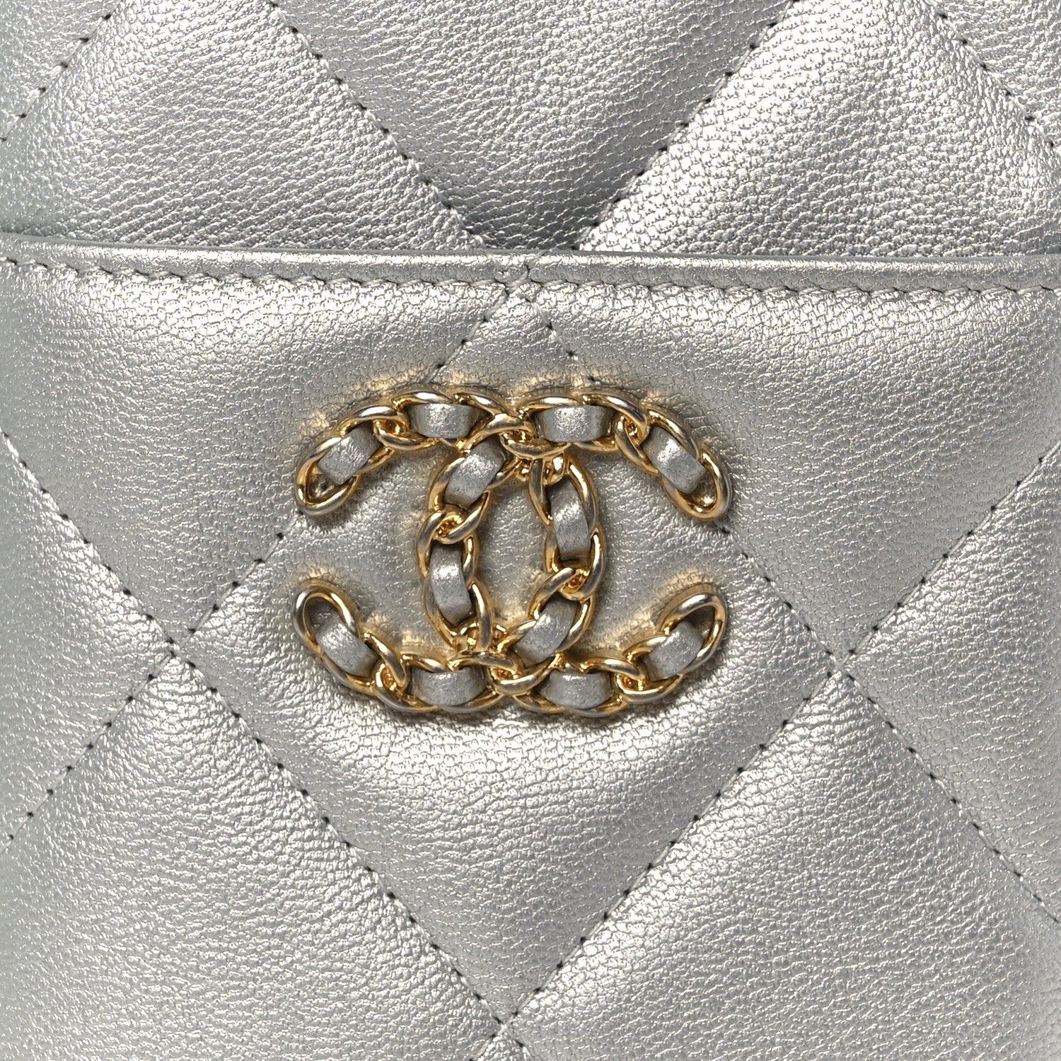 Chanel Lambskin Quilted Chanel 19 Phone and Card Holder Silver 8 of 9