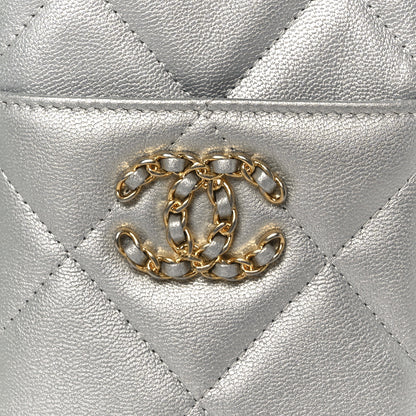 Chanel Lambskin Quilted Chanel 19 Phone and Card Holder Silver 8 of 9