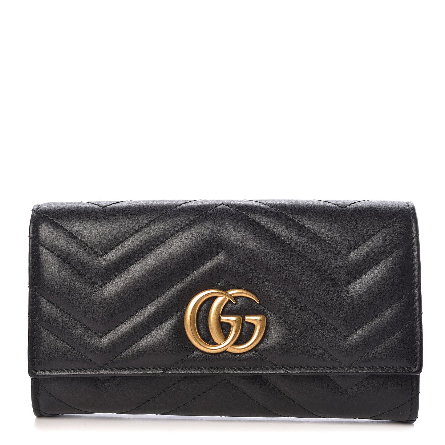 Calfskin Matelasse GG Marmont Continental Wallet Black