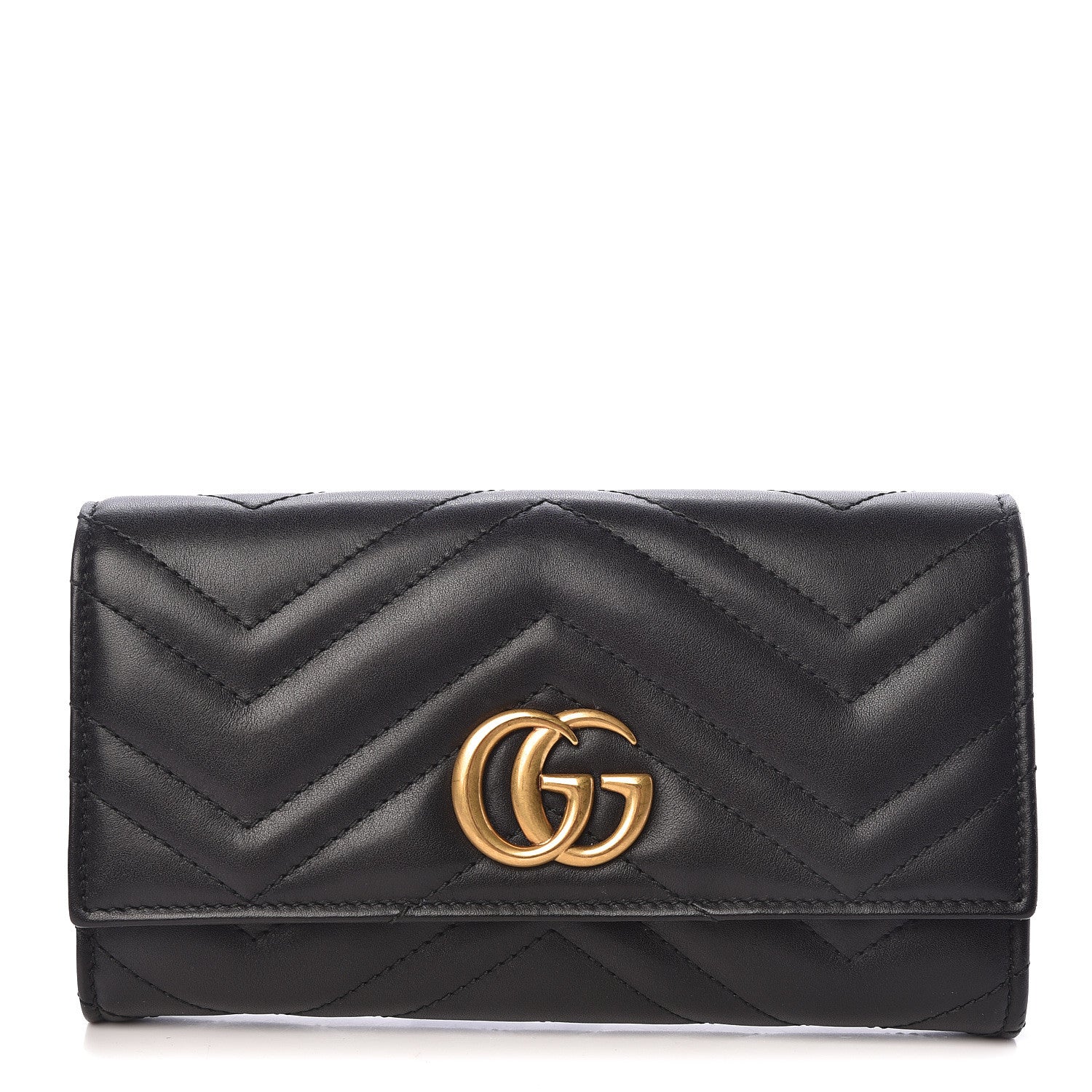 Gucci Calfskin Matelasse GG Marmont Continental Wallet Black 1 of 8